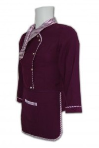 KI015 restaurant waitress workwear  purple chef coat